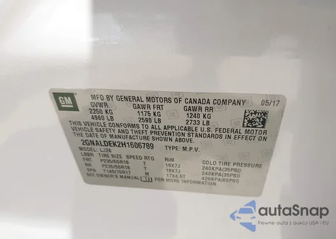 2017 Chevrolet Equinox Premier from USA, damaged, VIN 2GNALDEK2H1606789